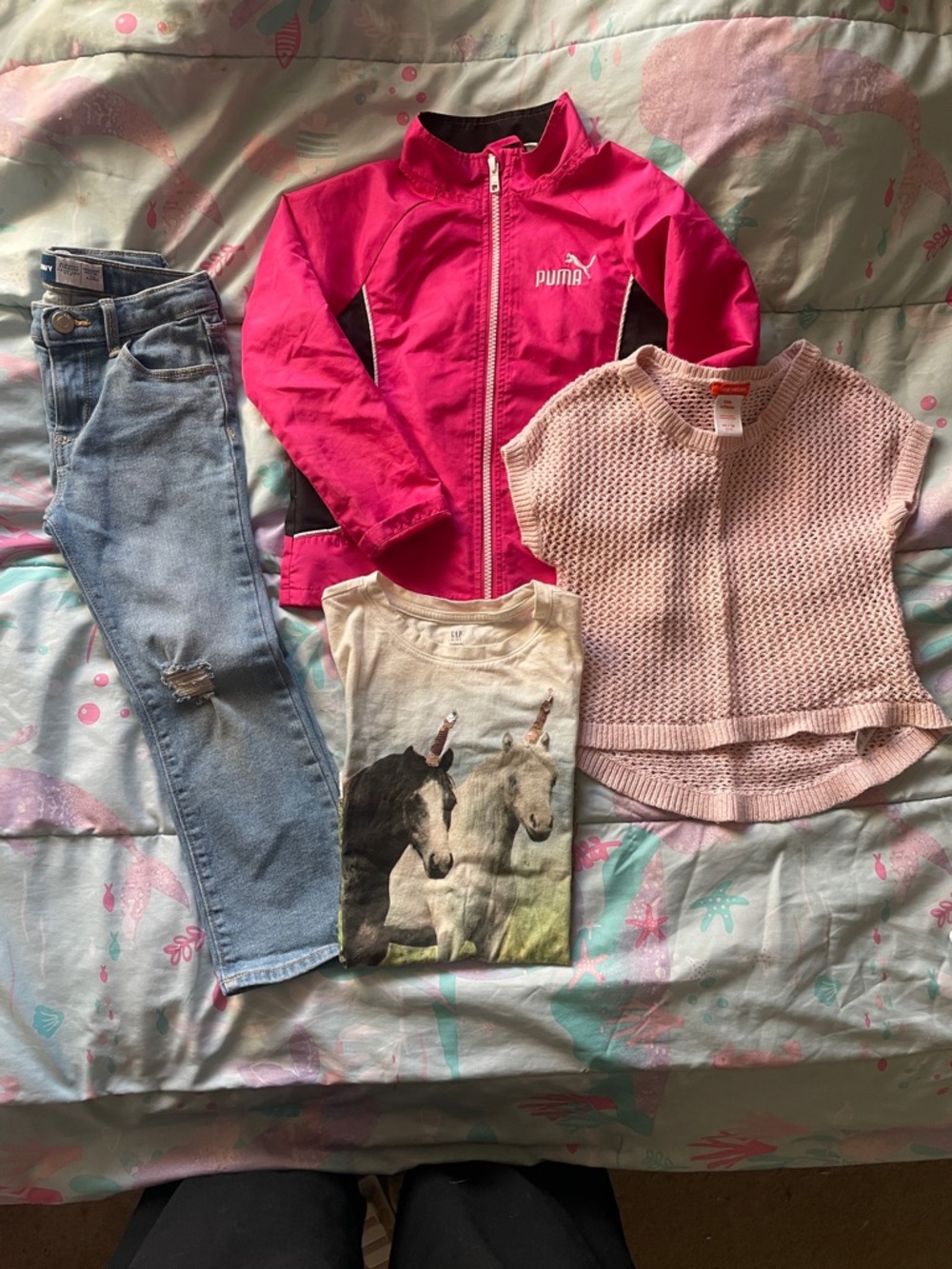Pink spring combo! Old Navy jeans/Joe Fresh &GAP tops with Puma windbreaker